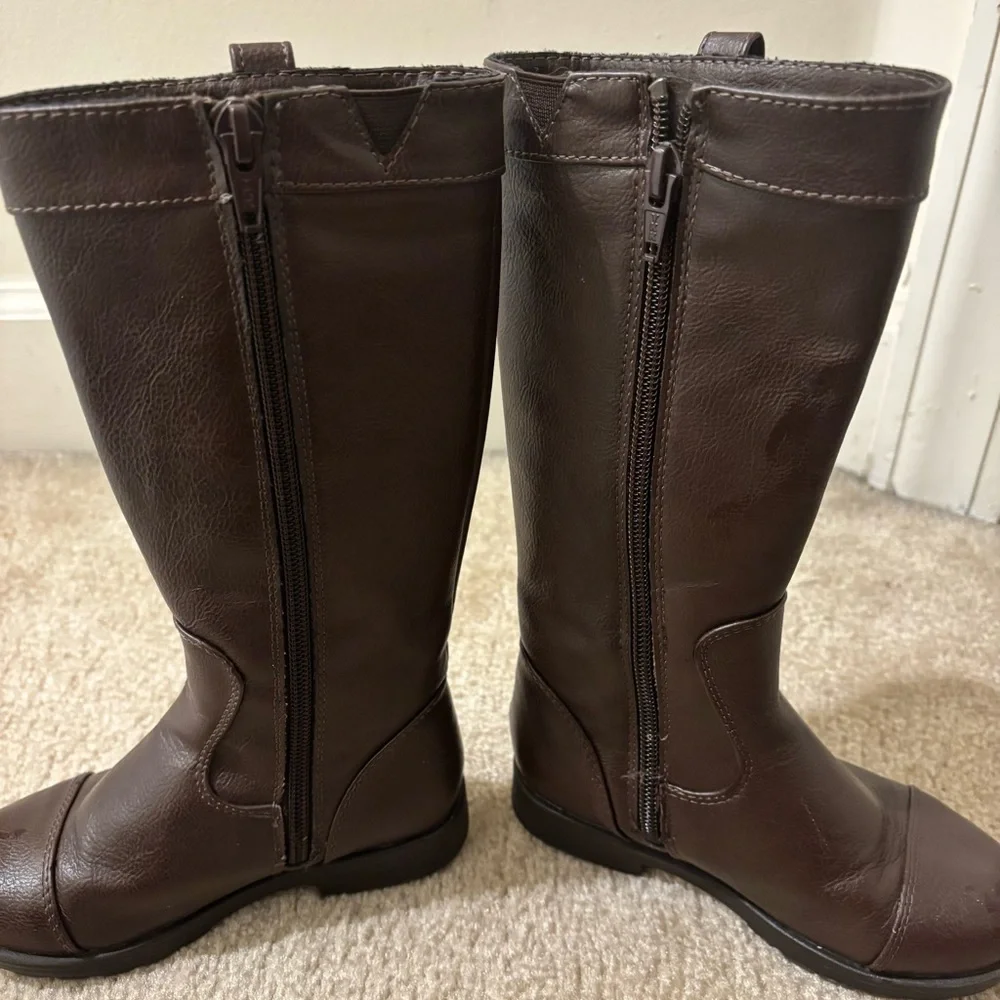Stride Rite Brown Valerie Knee Length Leather-Like Boots Size 9